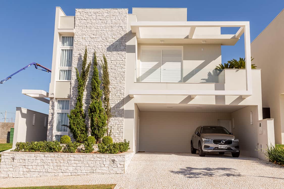 ESPANHA ORGÂNICA BRANCA 3 Fachada moderna com revestimento de pedra Espanha orgânica branca