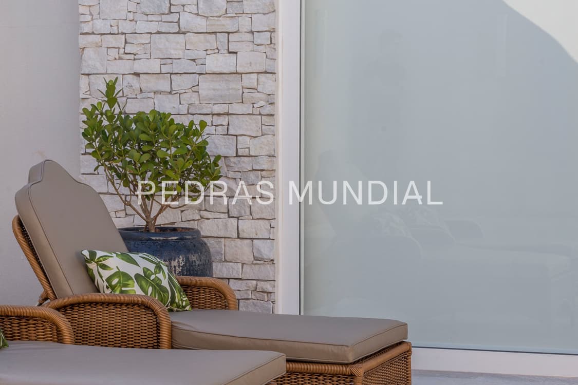 ESPANHA ORGÂNICA BRANCA 5 Pedra Espanha orgânica branca para revestimento de parede