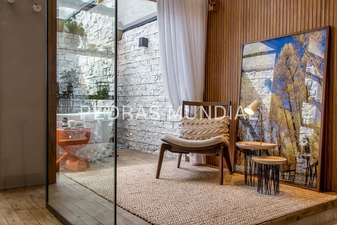 ESPANHA ORGÂNICA BRANCA 4 Revestimento para parede interna com pedra Espanha orgânica branca