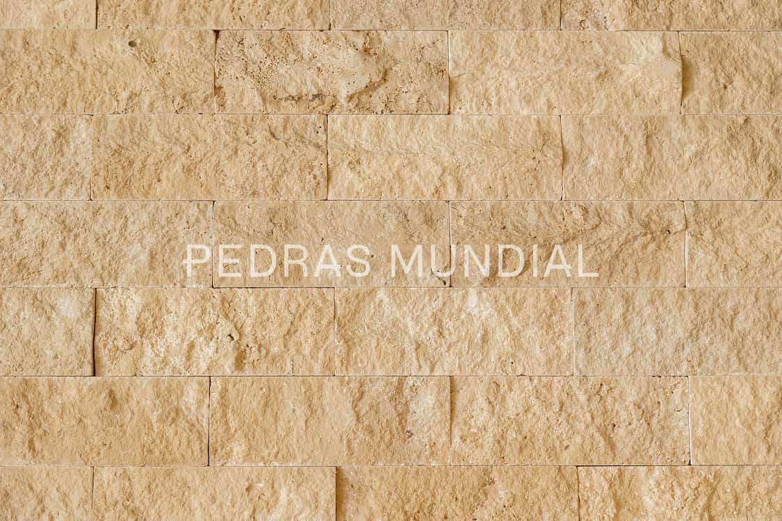 TIJOLO TRAVERTINO ANTIQUE TURCO 1 Travertino Antique Turco aplicado como revestimento para parede