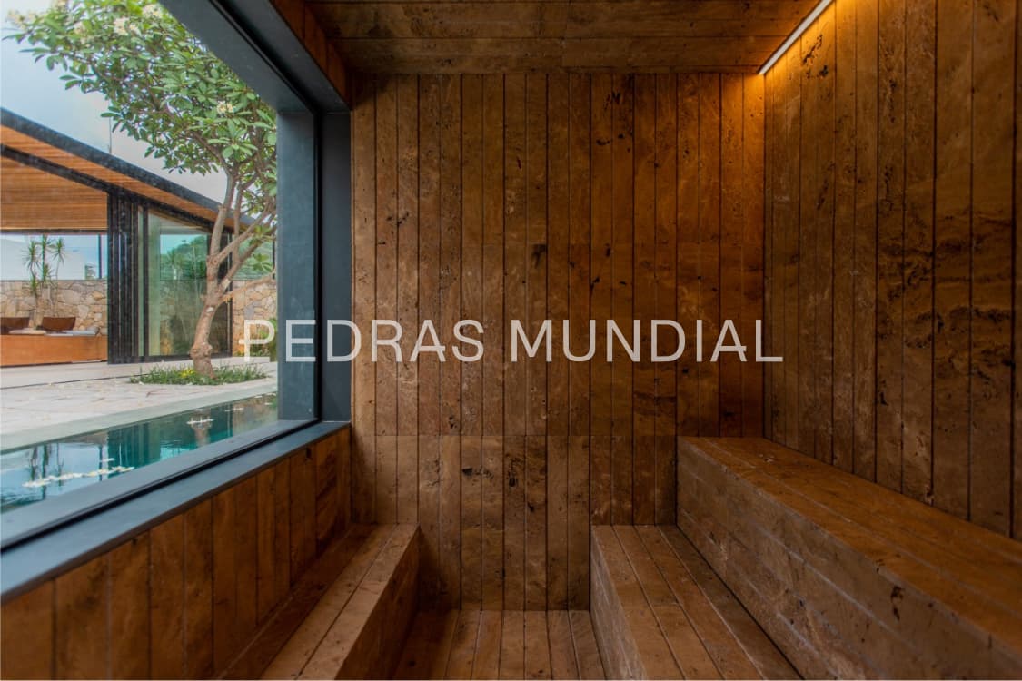 TRAVERTINO ANTIQUE NOCE 3 Parede com revestimento travertino antique noce